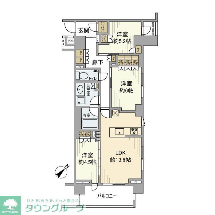 プレミスト横濱反町(3LDK/3階)の間取り写真