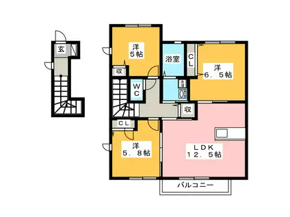 シャーメゾン モレ B棟(3LDK/2階)の間取り写真
