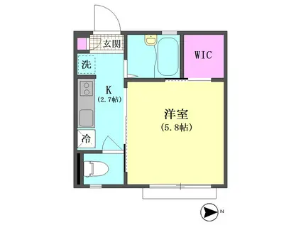 ORANGE HOUSE(1K/2階)の間取り写真