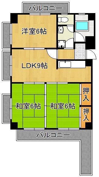 久保ビル(3LDK/3階)の間取り写真
