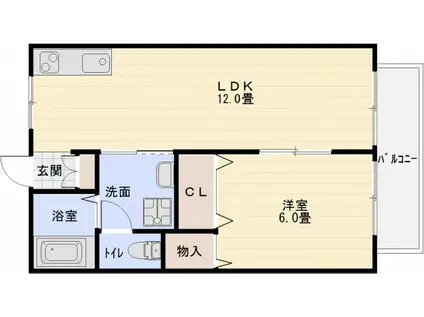 アニスベール玉手山(1LDK/3階)の間取り写真