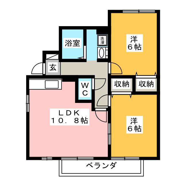 ユイット・アンII(2LDK/1階)の間取り写真