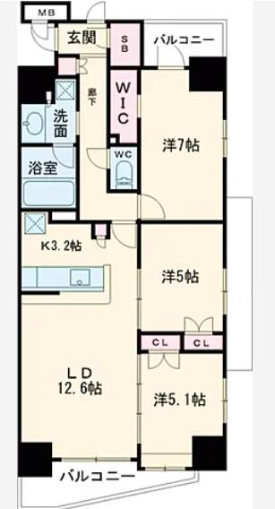 アンビシャス青砥(3LDK/11階)の間取り写真