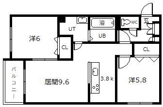 ツインクル1-10(2LDK/2階)の間取り写真