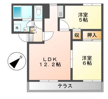 ボヌール(2LDK/1階)の間取り写真