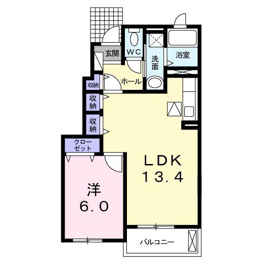 エンブレム ラビット(1LDK/1階)の間取り写真
