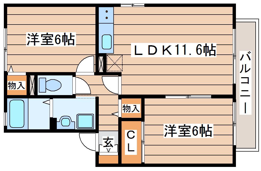 グレースコート壱番館(2LDK/1階)の間取り写真