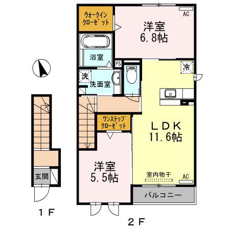 メゾンMINAMI(2LDK/2階)の間取り写真