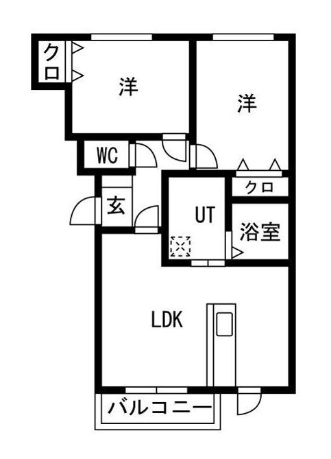 旭ヶ丘ヒルズ(2LDK/1階)の間取り写真