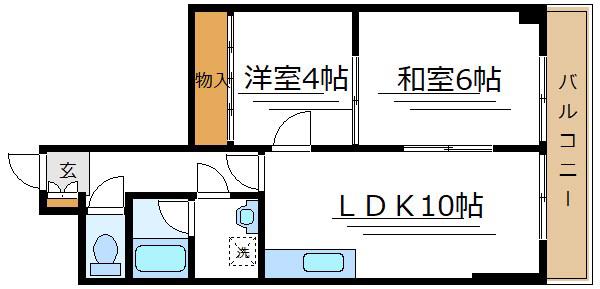エレガンス綾瀬4(2LDK/4階)の間取り写真