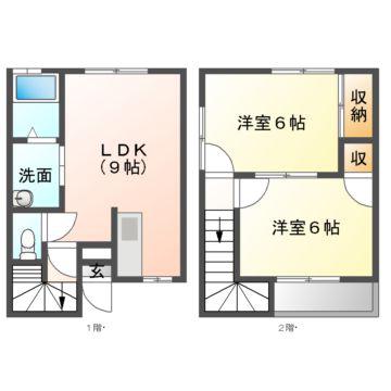 ソレイユ21 B棟(2DK/2階)の間取り写真