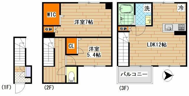 VILLA SYMBIOSE三軒茶屋(2LDK/2階)の間取り写真