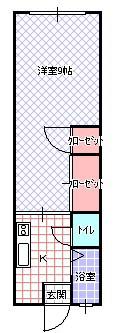 トヨノマンションA館(1K/1階)の間取り写真