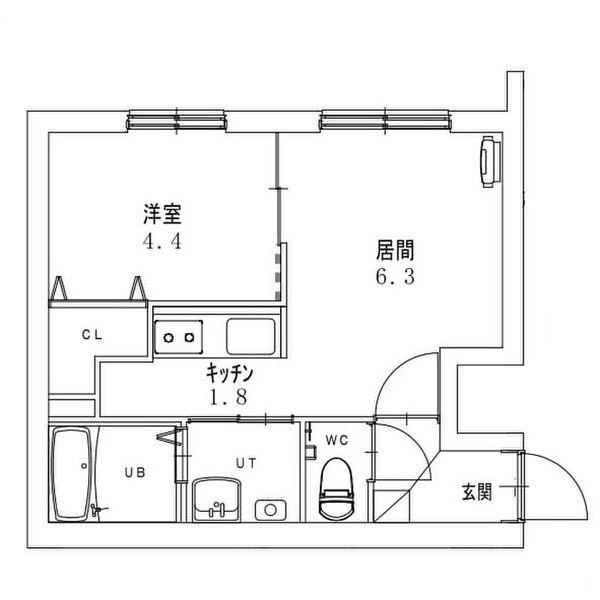 ウィリデ トレース(1LDK/3階)の間取り写真