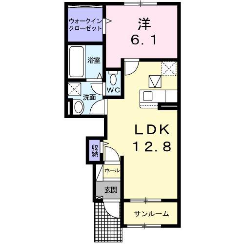 ウエストERLYGARDENII(1LDK/1階)の間取り写真