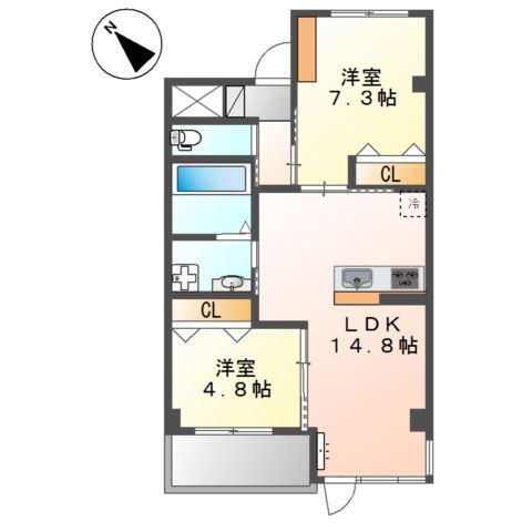 UNIVALY SAINVARIE(2LDK/3階)の間取り写真