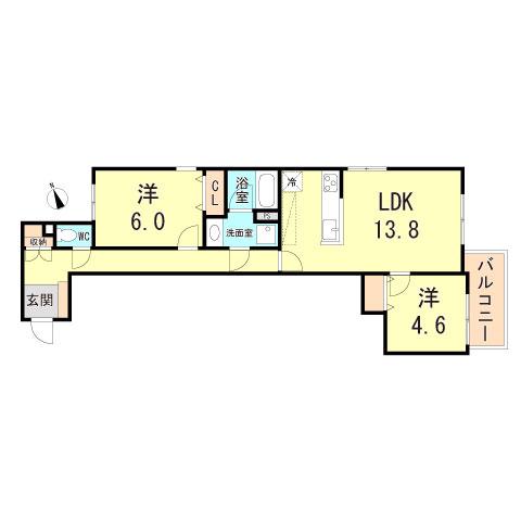 グルーブ明石大蔵(2LDK/3階)の間取り写真