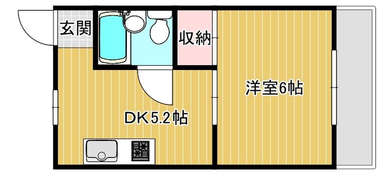 サンハイツ神足(1K/1階)の間取り写真