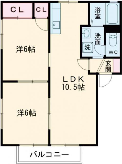 セントリバーヒルズ東千代崎(2LDK/1階)の間取り写真