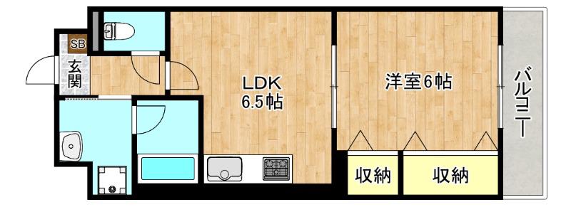 マルミーナ今里(1DK/3階)の間取り写真