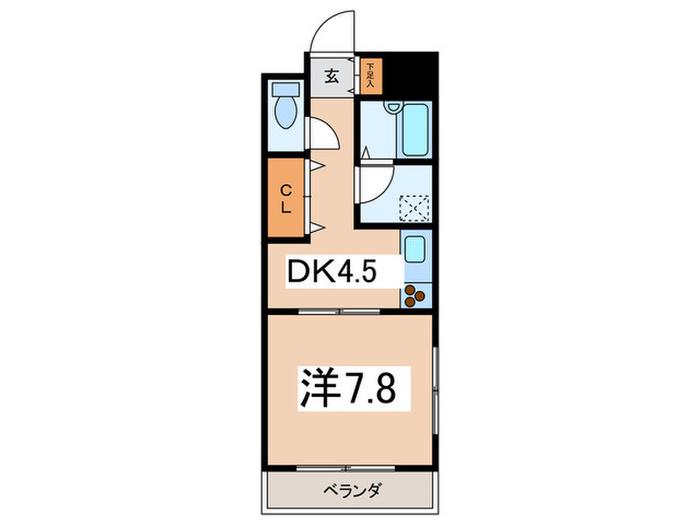 サングラシャス2(1DK/2階)の間取り写真