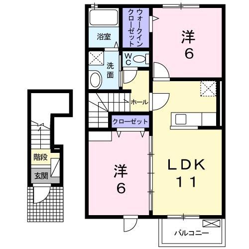 サンパティオⅡ(2LDK/2階)の間取り写真