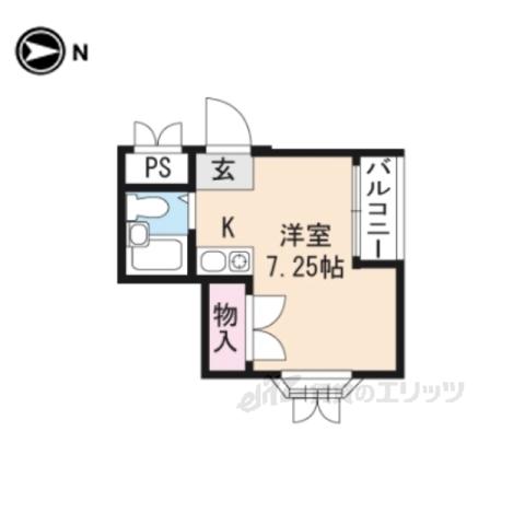 八幡田マンション(ワンルーム/3階)の間取り写真