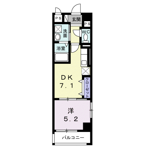 てぃーだむい牧志(1DK/4階)の間取り写真