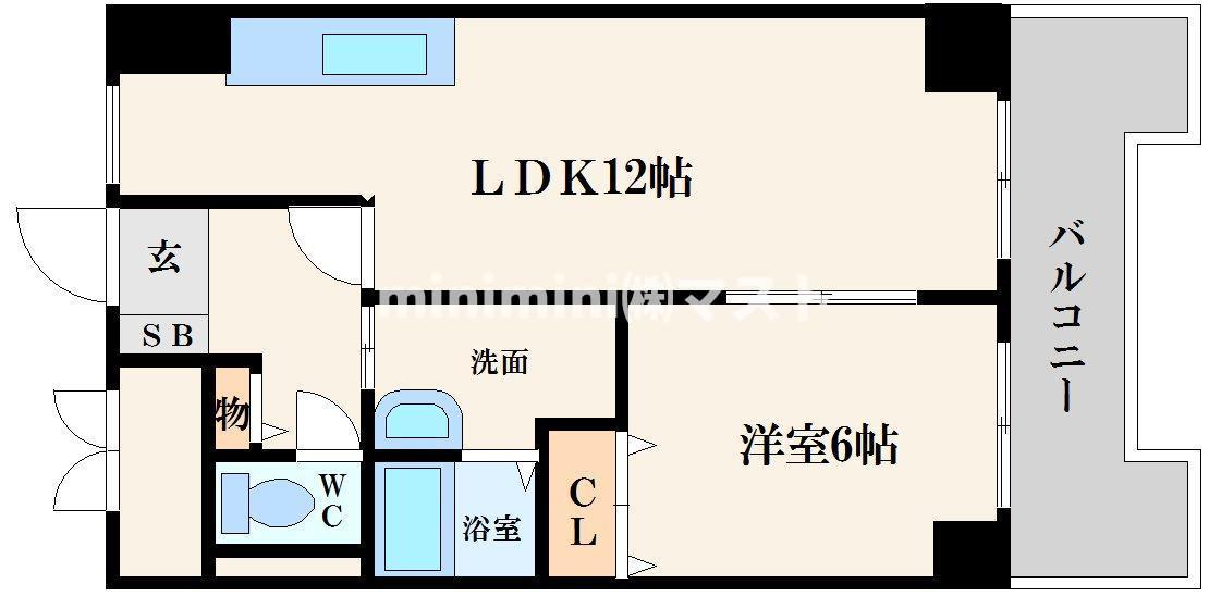 シェスタイレブン(1LDK/9階)の間取り写真