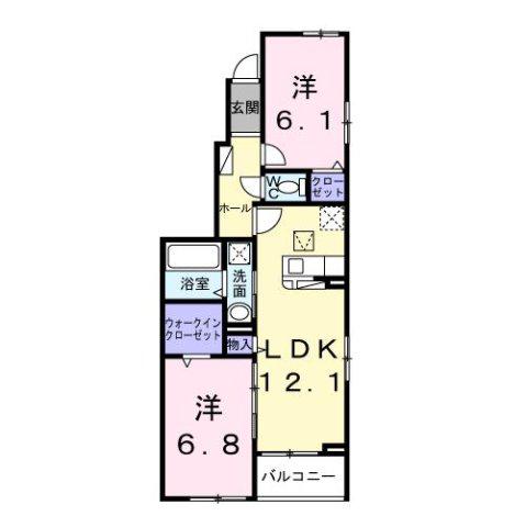 ウェルコナン I(2LDK/1階)の間取り写真