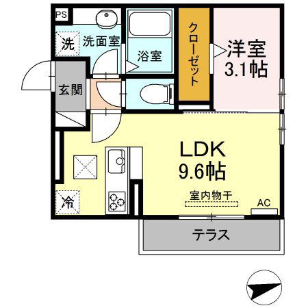グランシャリオ芦原(1LDK/1階)の間取り写真