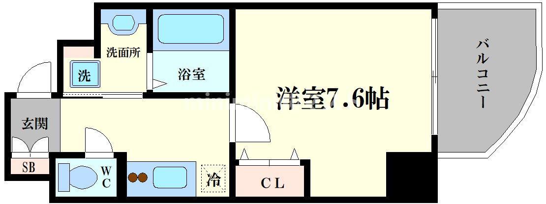 ジュネーゼみなと弁天町(1K/2階)の間取り写真