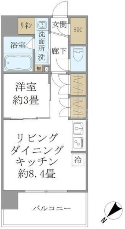 ステラコート川崎(1LDK/4階)の間取り写真