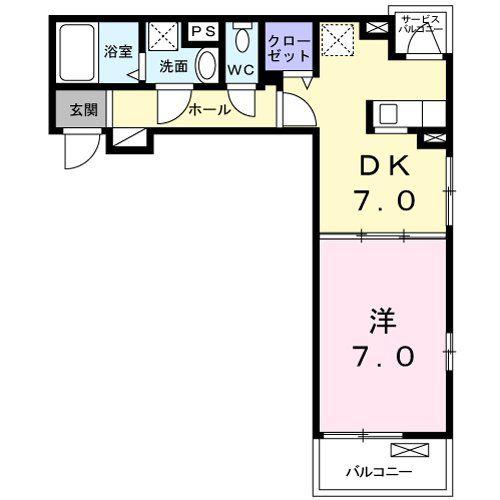 ラフィーネI(1DK/3階)の間取り写真