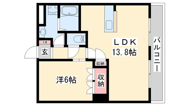 ルミエール(1LDK/2階)の間取り写真