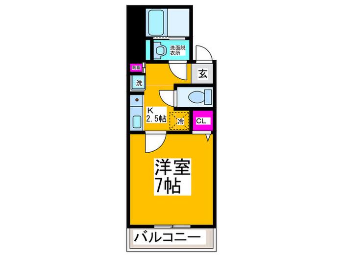 フォンテーヌ山之内(1K/4階)の間取り写真
