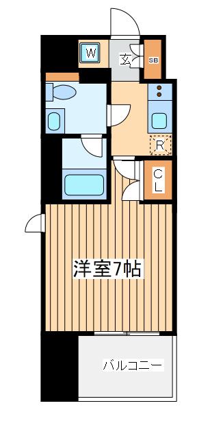 ベルフェリーク横濱山下町(1SK/7階)の間取り写真