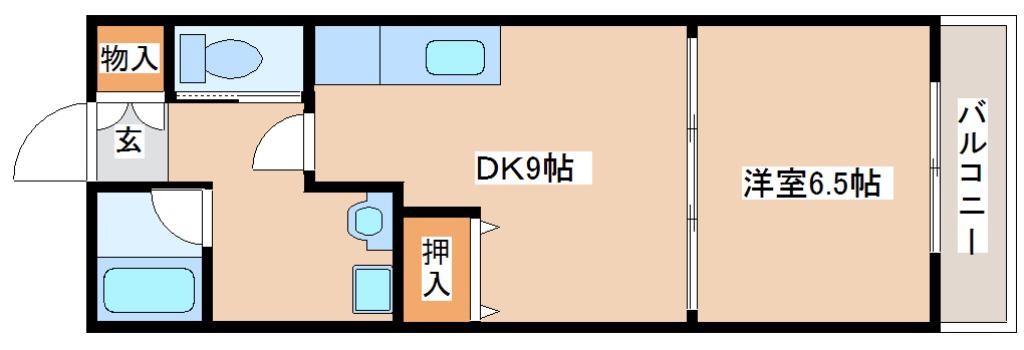 コーポ北山(1DK/1階)の間取り写真