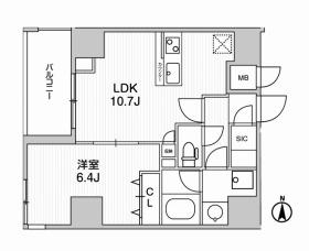 WEAVE BASE -UENO ノース(1LDK/10階)の間取り写真