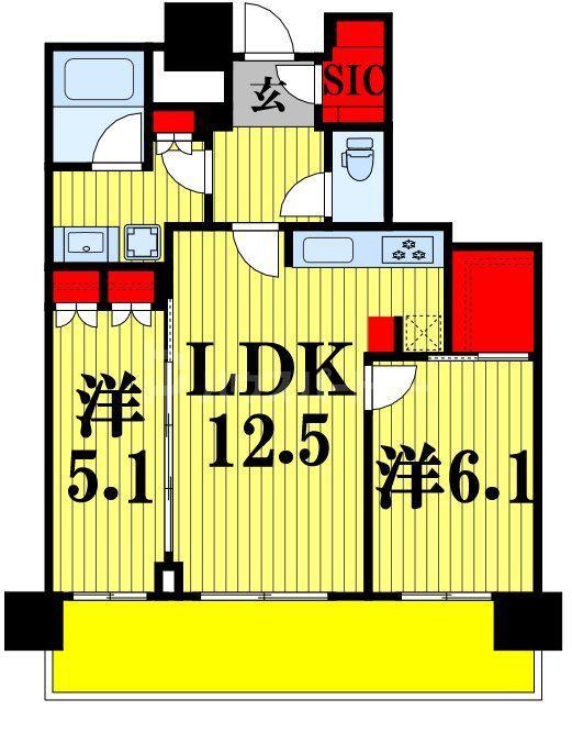 パークシティ柏の葉キャンパス ザ・ゲートタワー ウエスト(2LDK/30階)の間取り写真