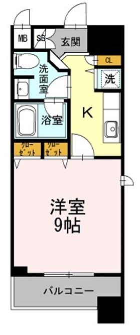 カスタリア堺筋本町(1K/11階)の間取り写真