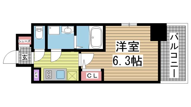 エスリード神戸レジデンス(1K/3階)の間取り写真