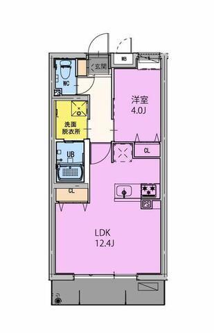 GRAND NINE南宮崎(1LDK/1階)の間取り写真