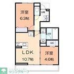 アジュールS(2LDK/1階)の間取り写真