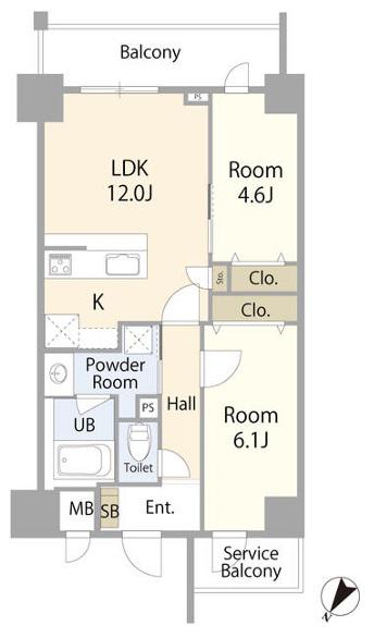 TUNAMAYO RESIDENCE(2LDK/4階)の間取り写真