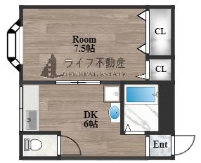 ニシムラハイツ(1DK/2階)の間取り写真