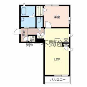 セントリビエ下滝野C(1LDK/3階)の間取り写真