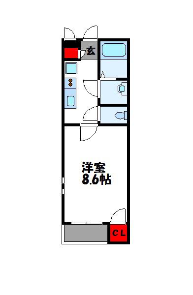 クレイノプレゾン(1K/2階)の間取り写真