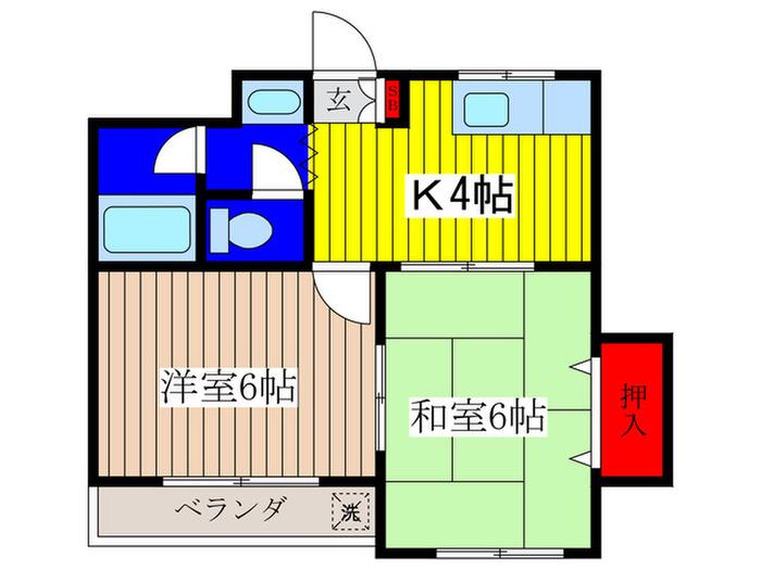大塚ビル(2K/2階)の間取り写真