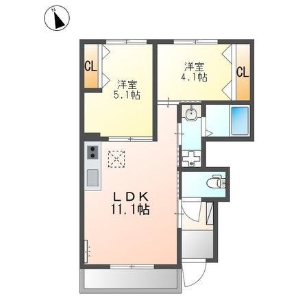 ラ・ルーチェ(2LDK/1階)の間取り写真
